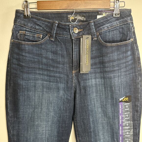 Lee Secretly Shapes Jeans Women 6 Short Straight Leg Mid Rise Bewitched Stretch - Picture 3 of 13